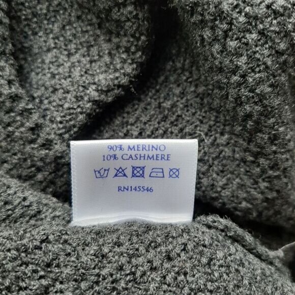 BRORA Merino Cashmere Blend Full Zip Knit Moto Style Cardigan Jacket Grey Sz S - Picture 14 of 15